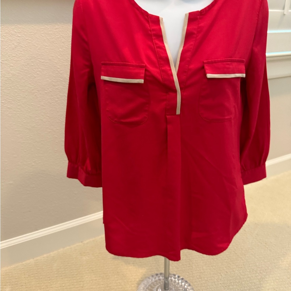 Banana Republic Red Blouse with Front Pockets